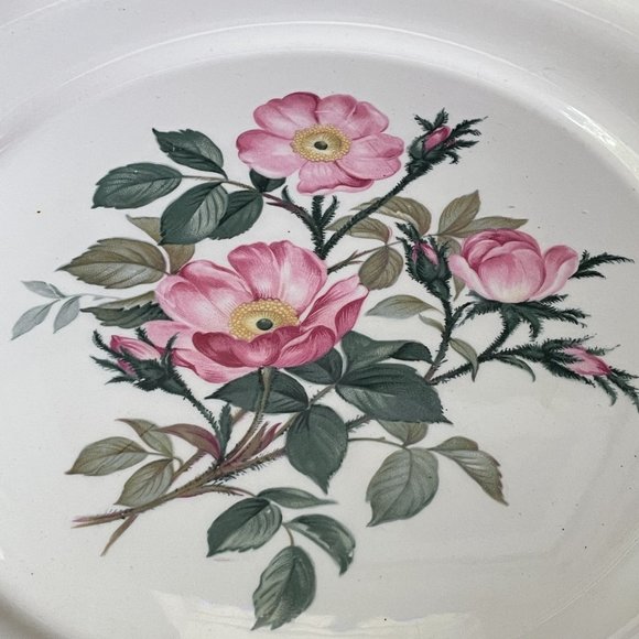 Vintage Harker Pottery Co Wild Rose plate platter 22k gold circa 1950s - Picture 2 of 9